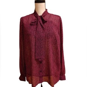 Michael Kors L Long Sleeve Button Down Giraffe Print Blouse Recycled Polyester